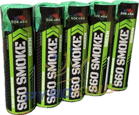 Świece dymne zielone – zestaw 5 szt S60 SMOKE PC2S1G – generator chmur Sokara