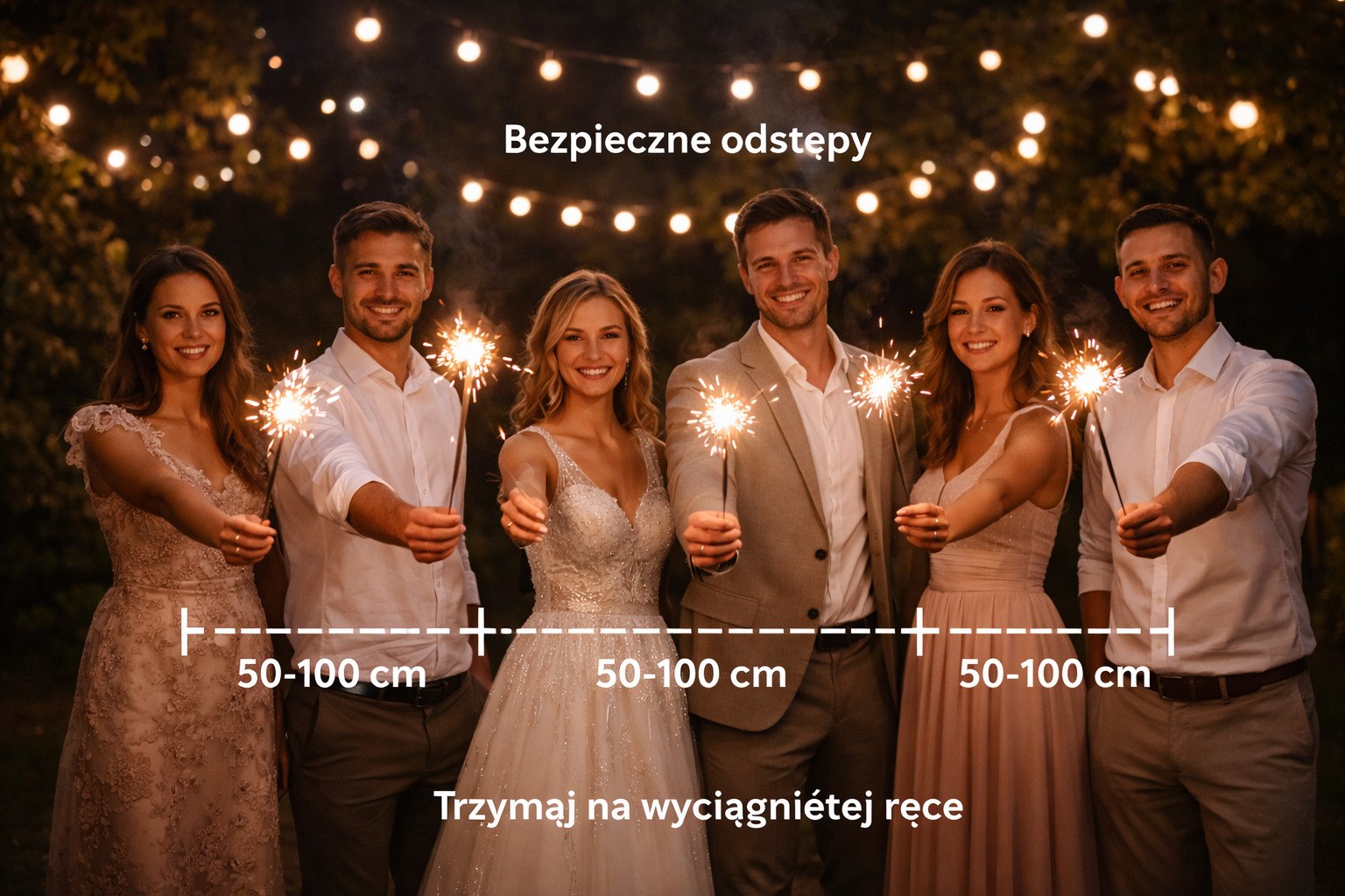 zimne ognie odstępy 50-100 cm jak trzymać bezpiecznie zdjęcie instrukcja
