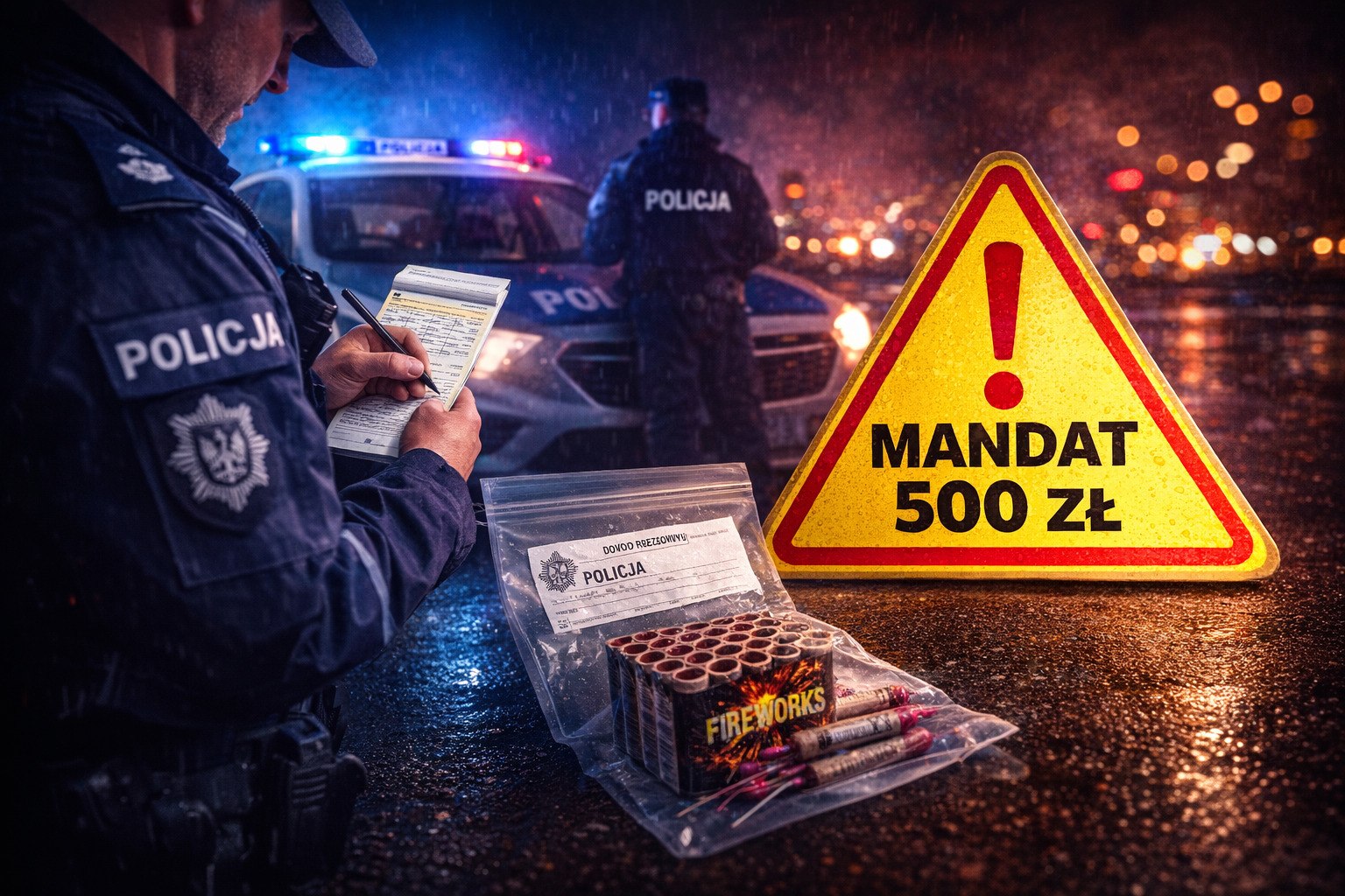mandat za fajerwerki policja kontrola nielegalne używanie fajerwerk&oacute;w Polska