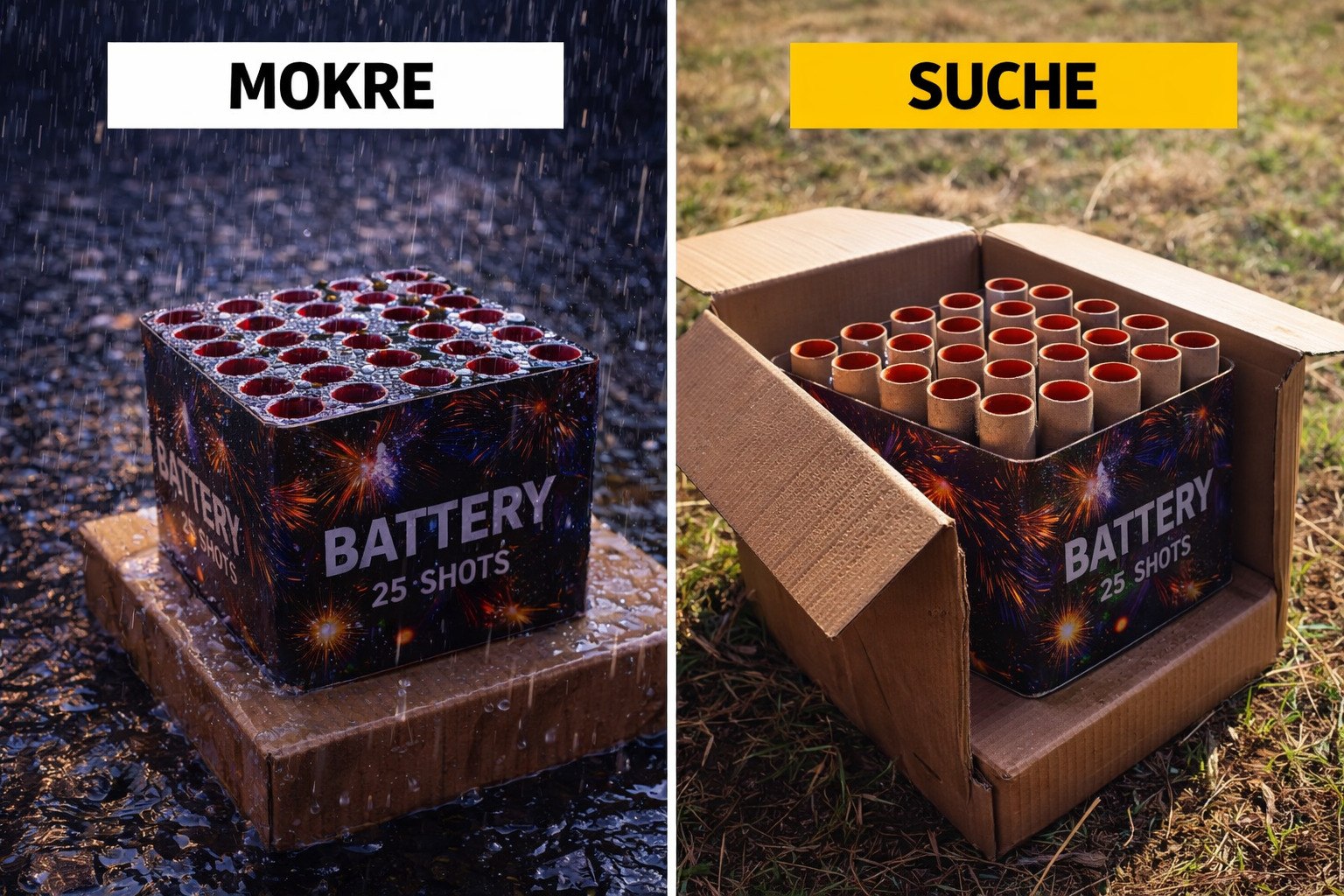 mokre vs suche fajerwerki przechowywanie wilgoć wpływ na działanie